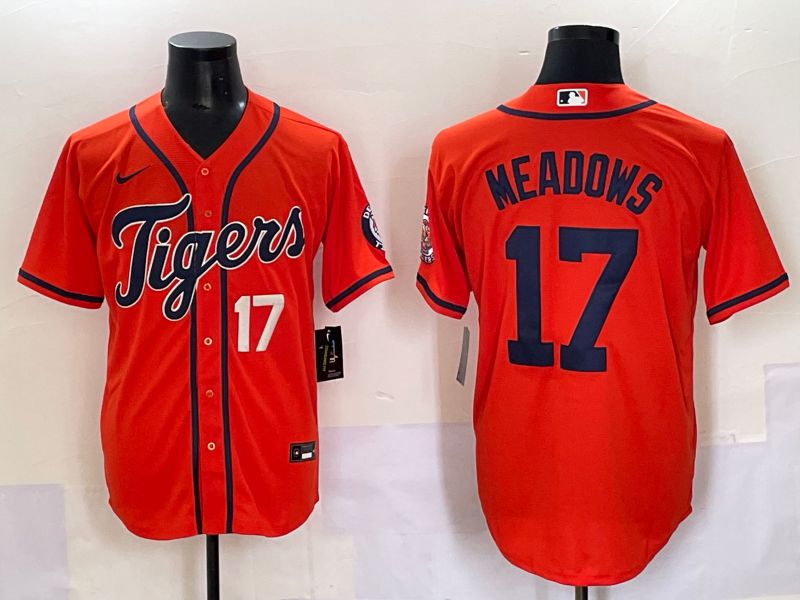 Men 2025 Detroit Tigers #17 Meadows Orange Game Nike MLB Jersey style 3->detroit tigers->MLB Jersey